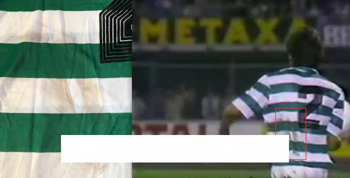 1985-1986 HOME SHIRT MATCH DIRT DETAIL